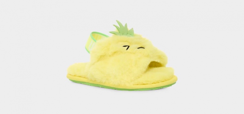 Papuci Ugg Fluff Yeah Pineapple Stuffie Copii Galbeni | 0571EKCRB