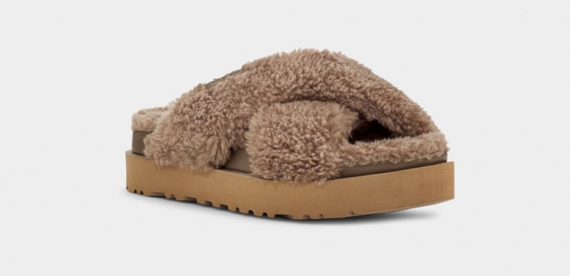 Papuci Ugg Fuzz Sugar Cross Dama Gri Inchis | 2368CSHTW