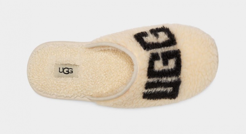 Papuci Ugg Scuff Curly Grafice Barbati Bej | 3852UAYPR