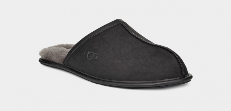 Papuci Ugg Scuff Piele Barbati Negrii | 0381MZJHV