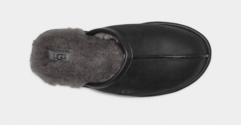 Papuci Ugg Scuff Piele Barbati Negrii | 0381MZJHV