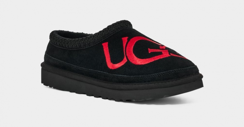 Papuci Ugg Tasman Logo Barbati Negrii Rosii | 8456JUIRK