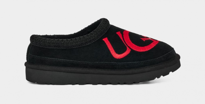 Papuci Ugg Tasman Logo Barbati Negrii Rosii | 8456JUIRK