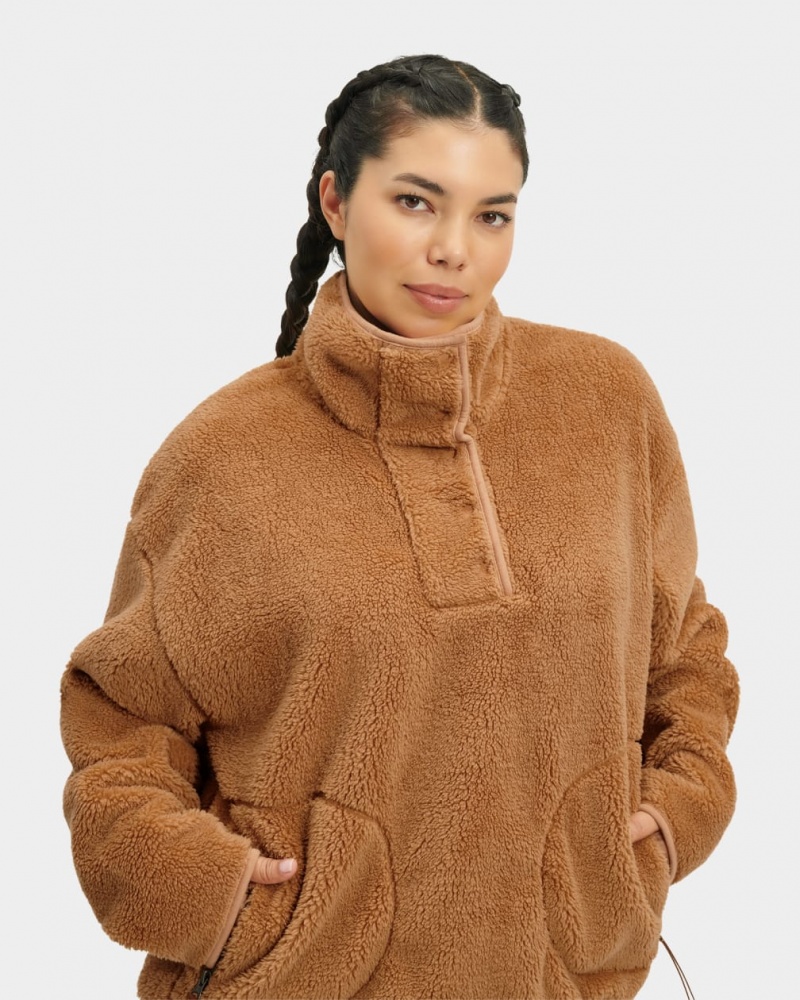 Pulovere Ugg Atwell Sherpa Half Snap Pullover Dama Maro | 8376EJFNR