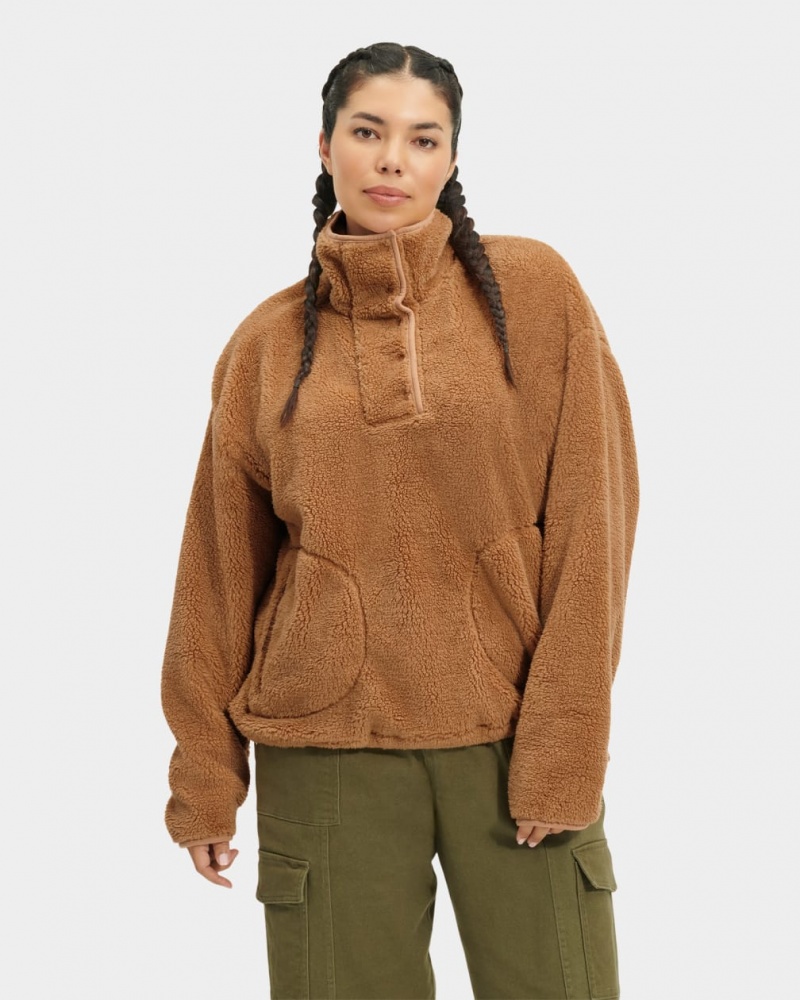 Pulovere Ugg Atwell Sherpa Half Snap Pullover Dama Maro | 8376EJFNR