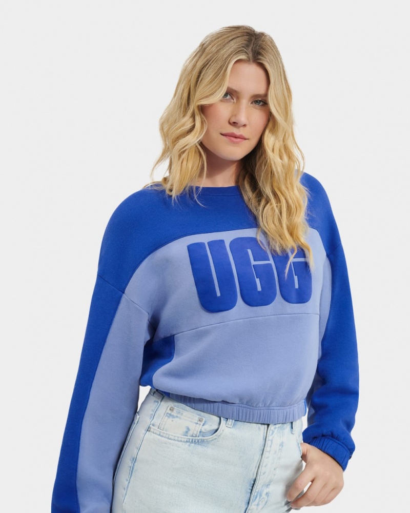 Topuri Ugg Aryia Cropped Pullover Blocked Dama Albastri | 5218IQSUH