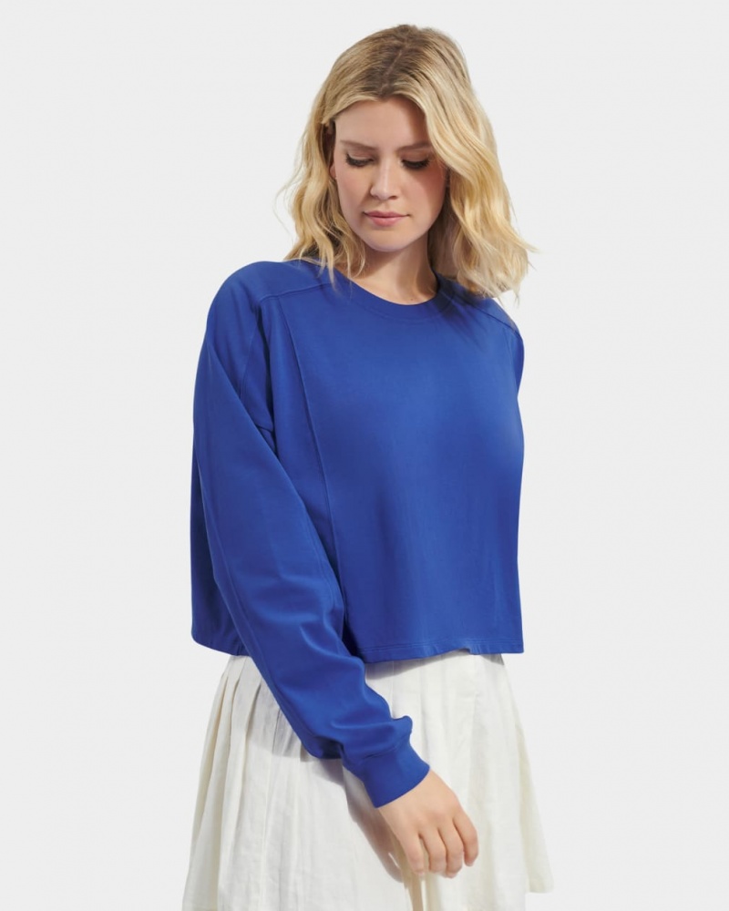 Topuri Ugg Delylah Long Sleeve Crop Dama Albastri | 1635ZLBTH