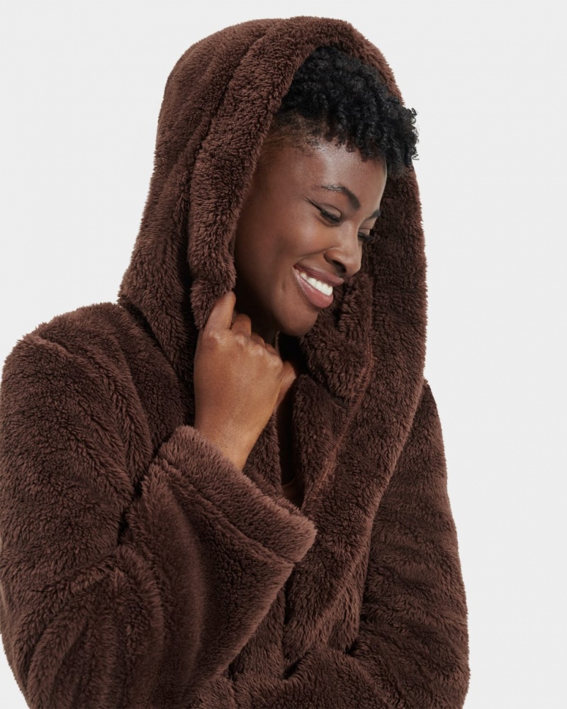 Îmbrăcăminte De Dormit Ugg Aarti Plush Robe Dama Ciocolata | 3705QCBWK