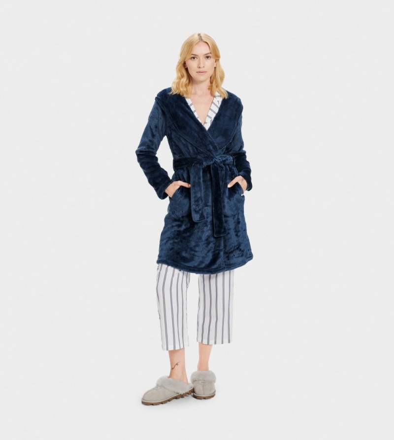 Îmbrăcăminte De Dormit Ugg Miranda Fleece Robe Dama Indigo | 4123RQANJ