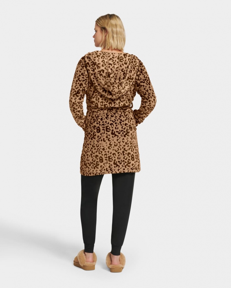 Îmbrăcăminte De Dormit Ugg Miranda Fleece Robe Dama Leopard | 0617DNFGW